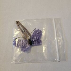 Purple Beaded Butterfly Hair Clip